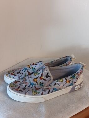 Nintendo Pokemon Unisex Slip-On Sneakers with Multicolor Eevee Print